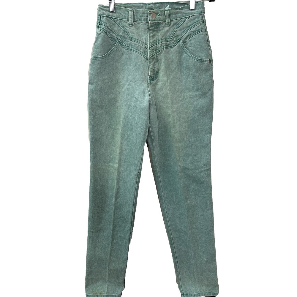 Roper Vintage Western Bareback Green Denim Mom Jeans Womens Size 11/12 (28X34)